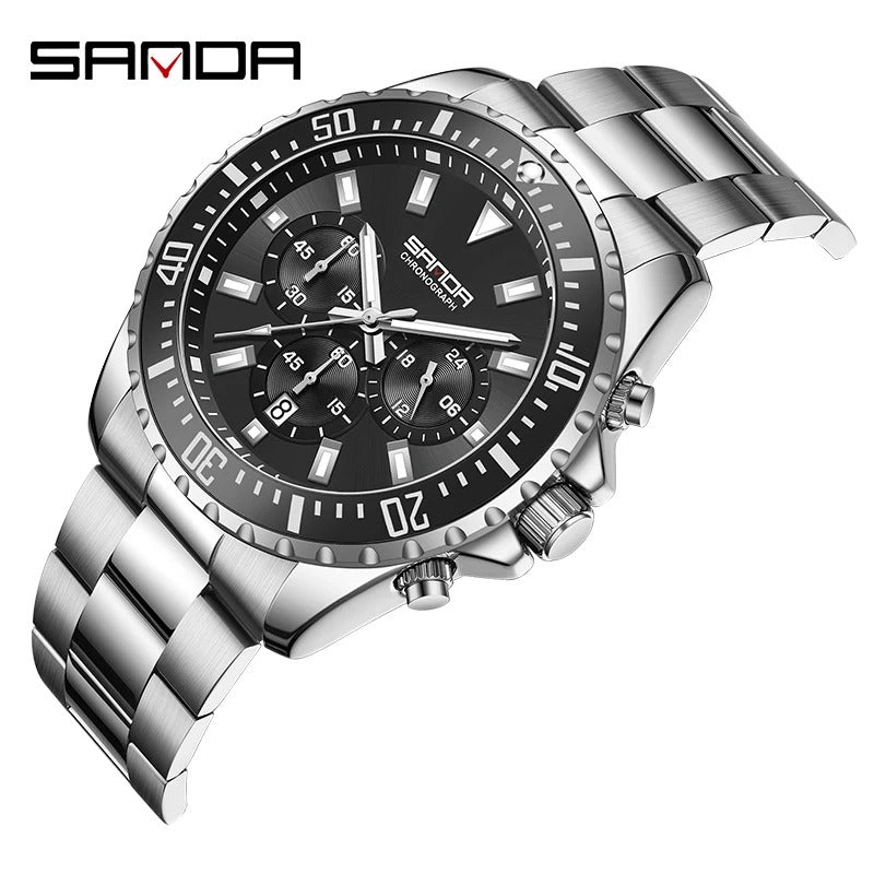 SANDA – montre à Quartz de luxe pour hommes, bracelet en acier
