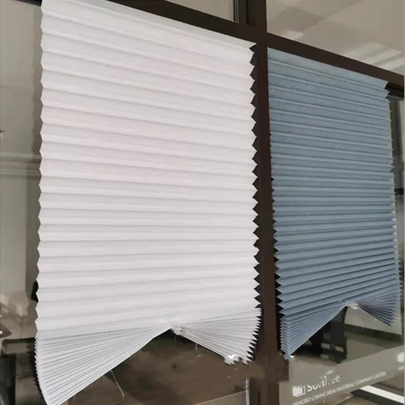 Stores auto-adhésifs semi-aveugles, rideaux de fenêtre plissés