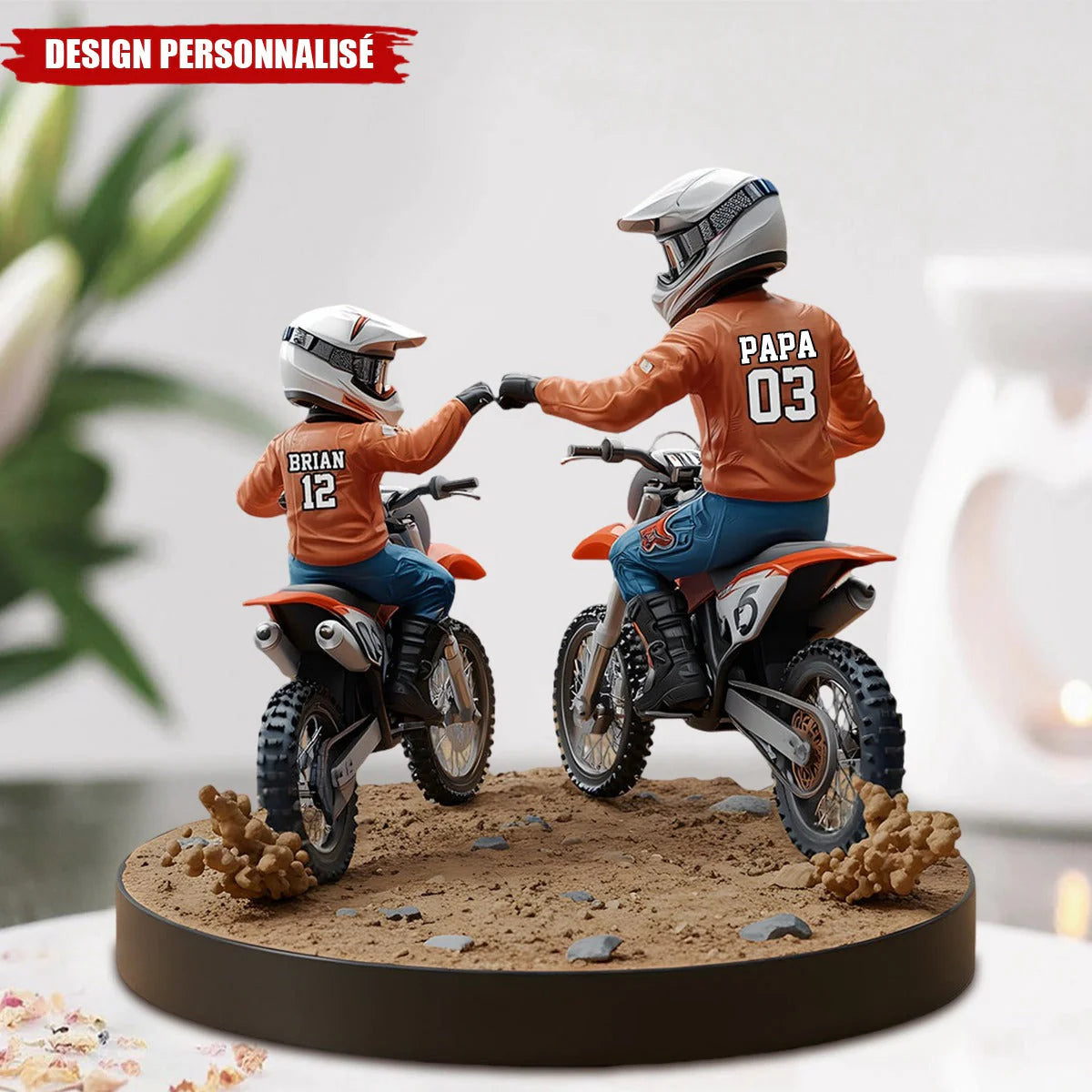 🏍️Plaque en acrylique personnalisée Père et Enfant en Moto