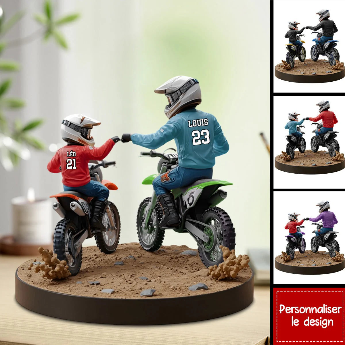 🏍️Plaque en acrylique personnalisée Père et Enfant en Moto