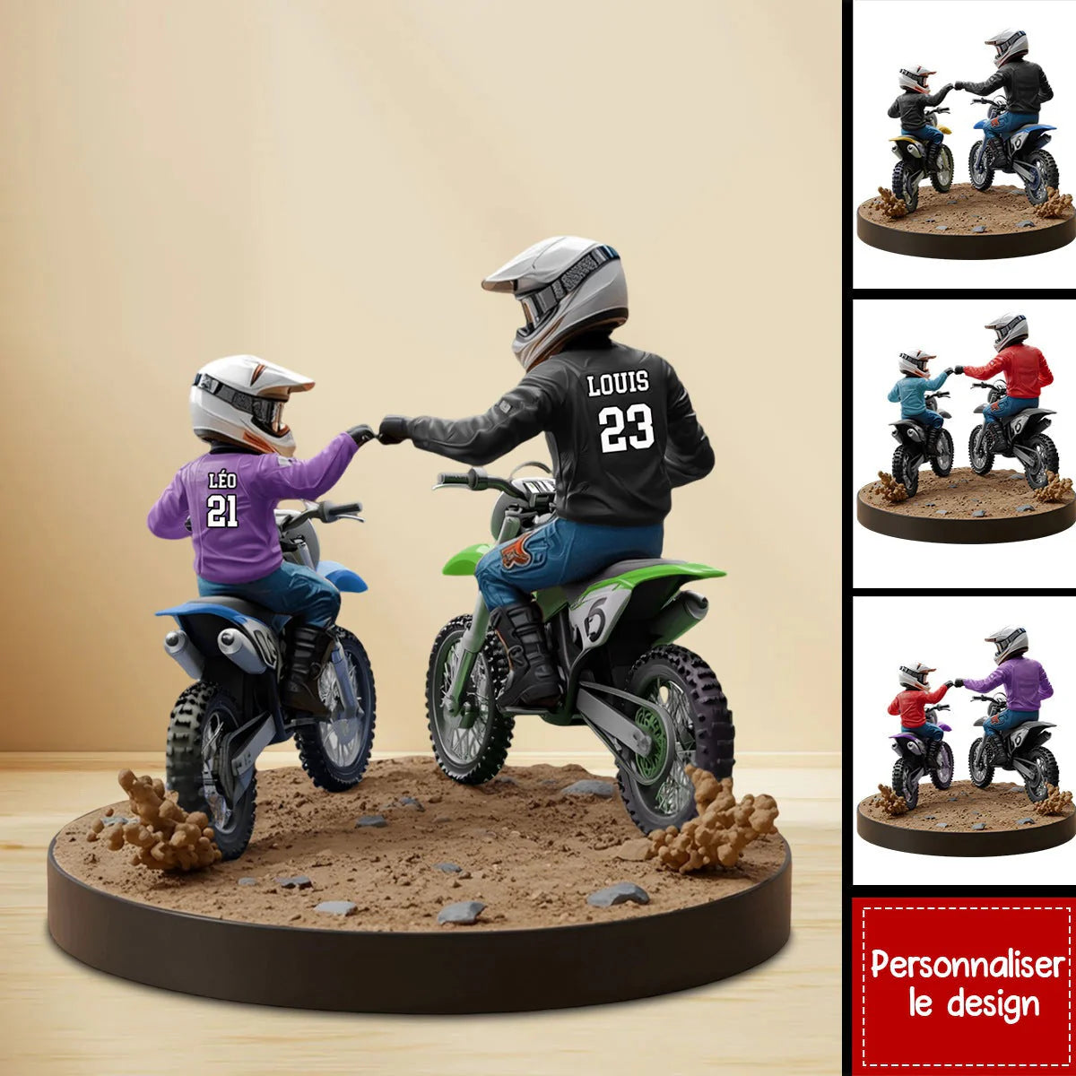 🏍️Plaque en acrylique personnalisée Père et Enfant en Moto