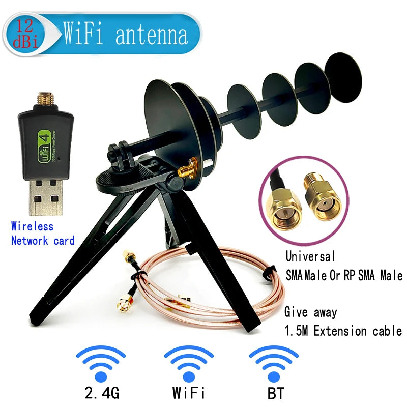 réseau Wi-Fi 12dBi avec antenne Yagi et adaptateur USB Mini PCIE