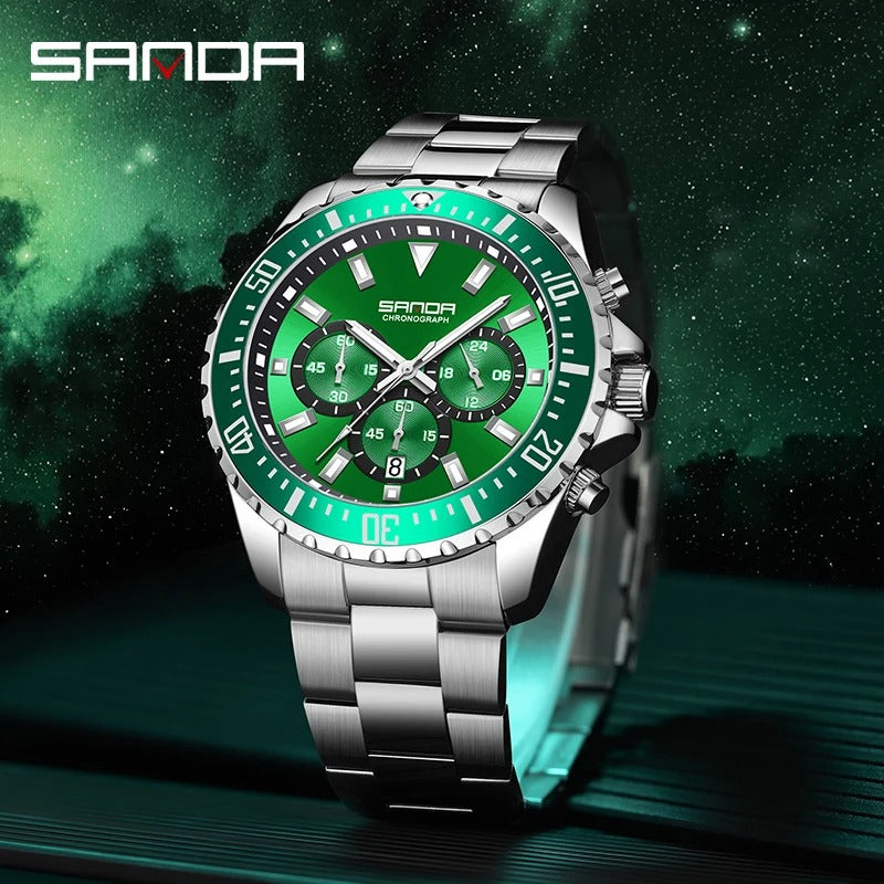 SANDA – montre à Quartz de luxe pour hommes, bracelet en acier