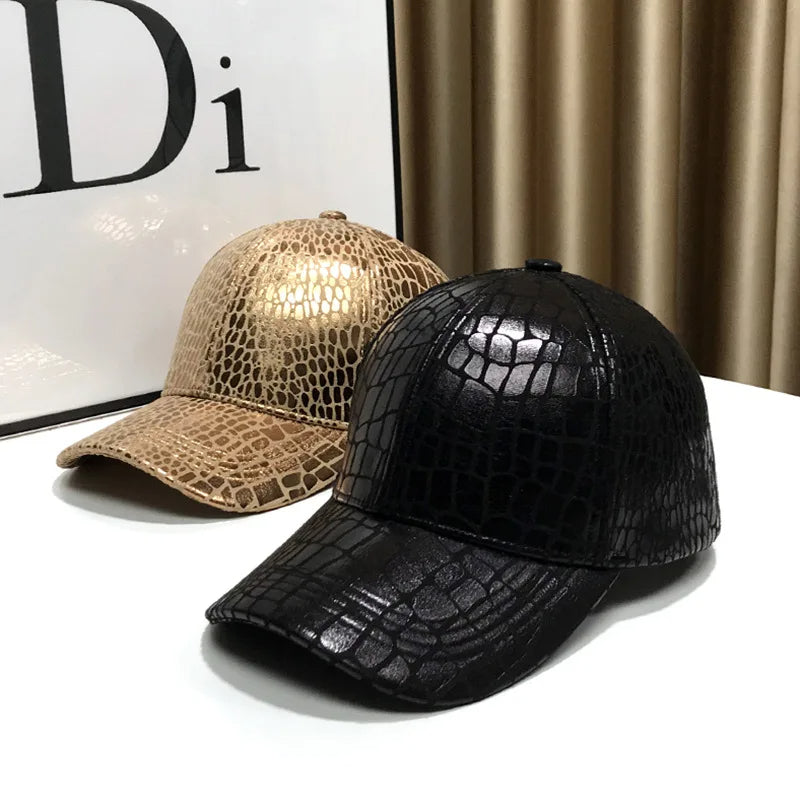 🎩Casquette de Baseball en Cuir à Carreaux