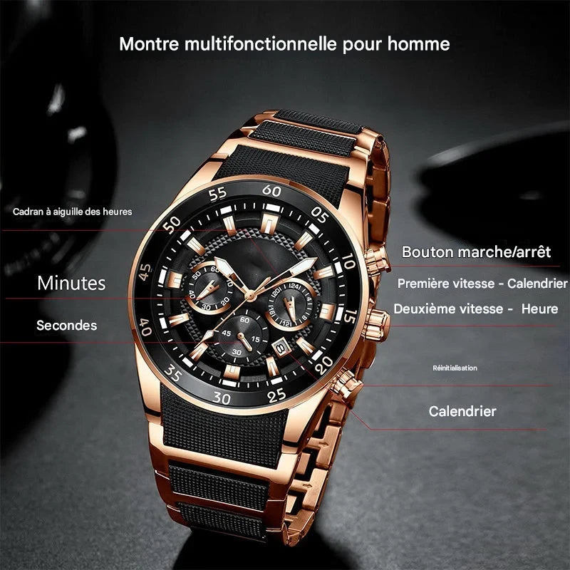 ✨Montre à quartz multifonctionnelle étanche pour hommes ✨