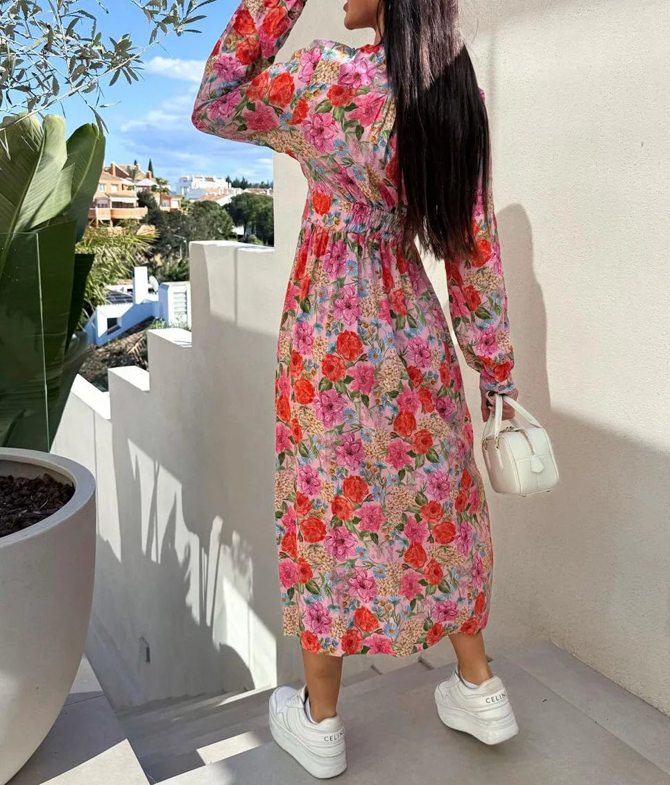 👗 robe décontractée à manches longues et col en V pour femme