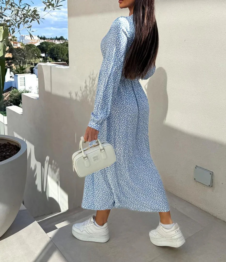 👗 robe décontractée à manches longues et col en V pour femme
