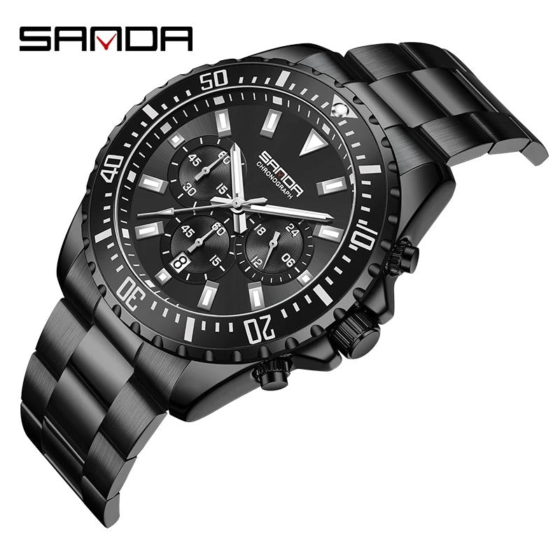 SANDA – montre à Quartz de luxe pour hommes, bracelet en acier
