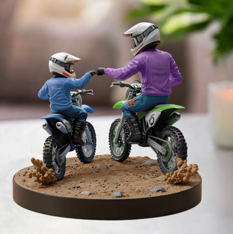🏍️Plaque en acrylique personnalisée Père et Enfant en Moto
