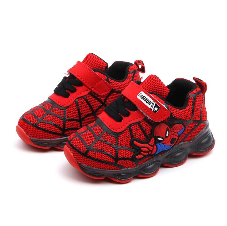 Baskets lumineuses à LED Spiderman pour enfants, garçons et filles