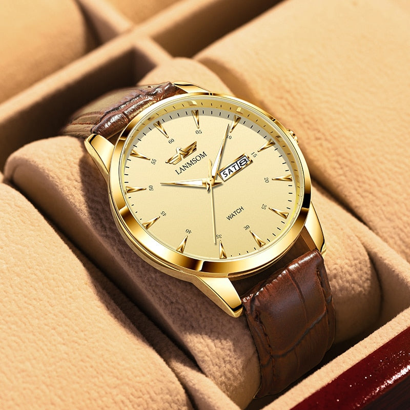 Montre Homme Quartz Étanche en Cuir - Élégance Décontractée