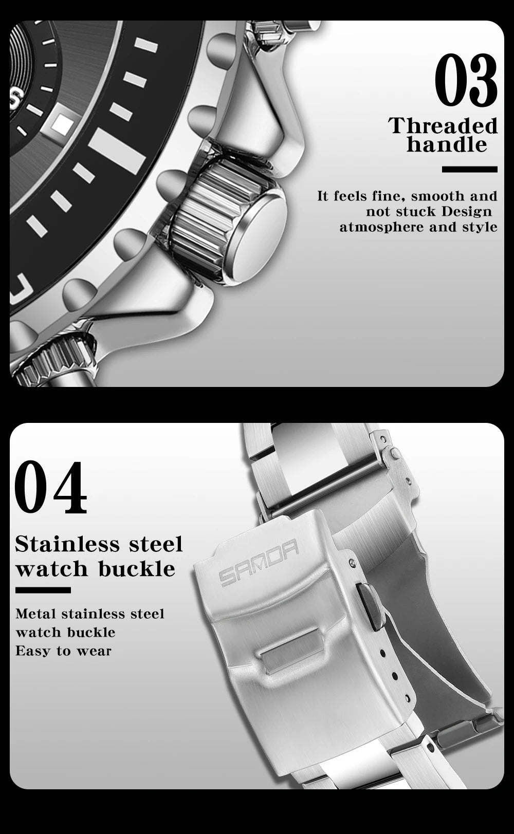 SANDA – montre à Quartz de luxe pour hommes, bracelet en acier