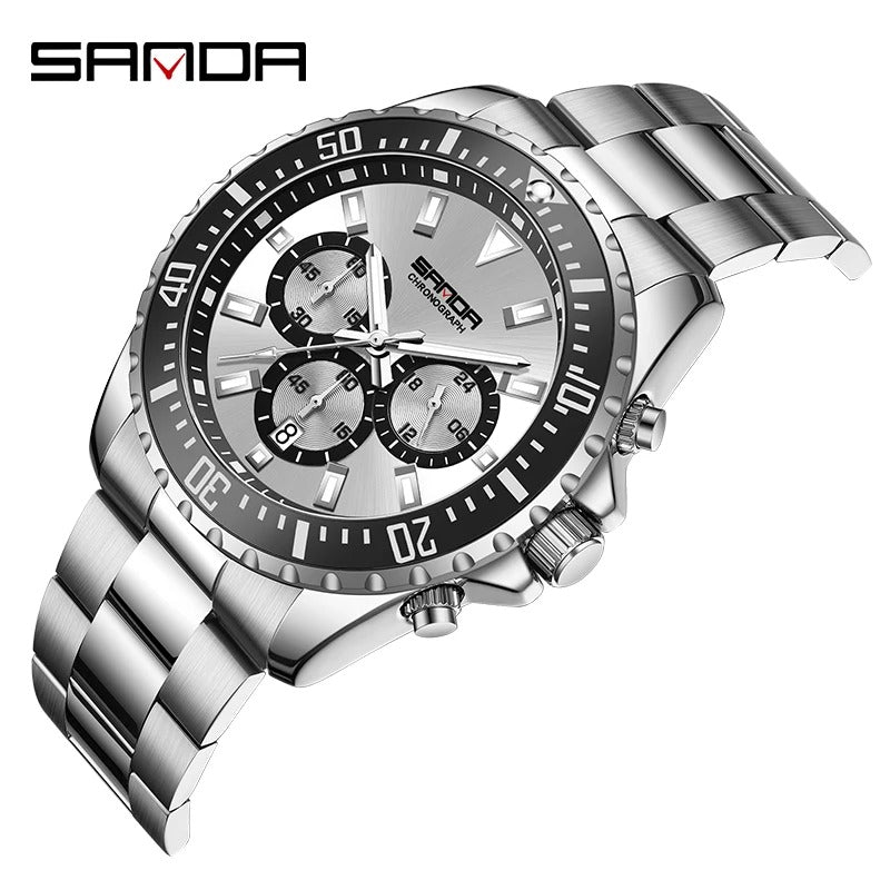 SANDA – montre à Quartz de luxe pour hommes, bracelet en acier