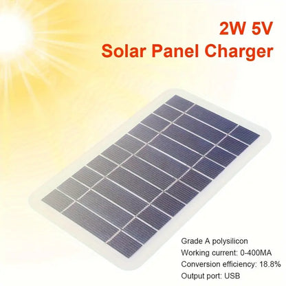 Chargeur Solaire Portable Étanche avec USB - 2W, Charge Sécurisée pour Power Banks & Téléphones