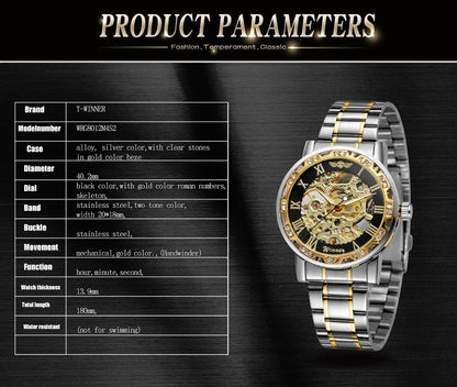 WINNER – montre mécanique pour hommes, bracelet de luxe, en acier