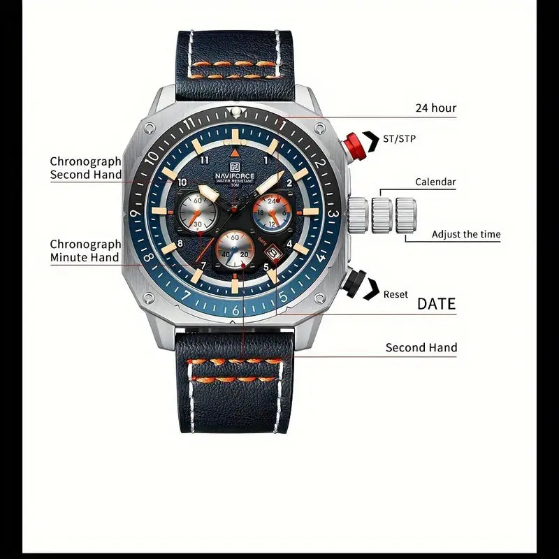 montre à quartz multifonctionnelle pour homme NAVIFORCE