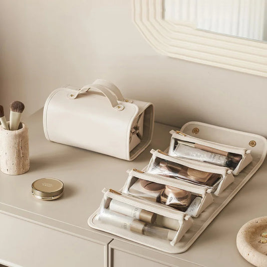 Trousse de Maquillage Imperméable en Cuir FF
