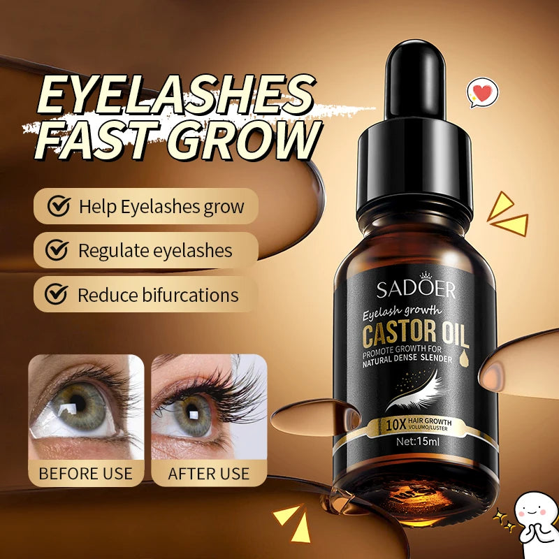 Huile essentielle de croissance des cils, huile de ricin, sérum nourrissant, traitement liftant des cils