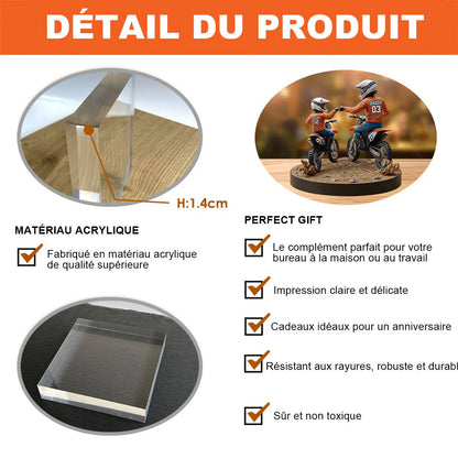 🏍️Plaque en acrylique personnalisée Père et Enfant en Moto