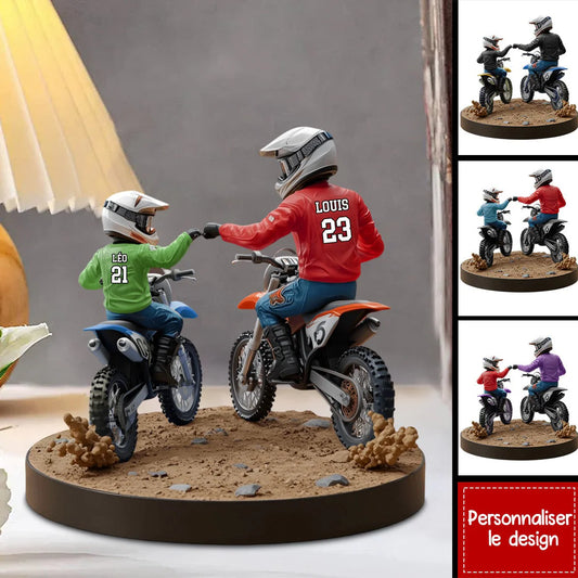 🏍️Plaque en acrylique personnalisée Père et Enfant en Moto