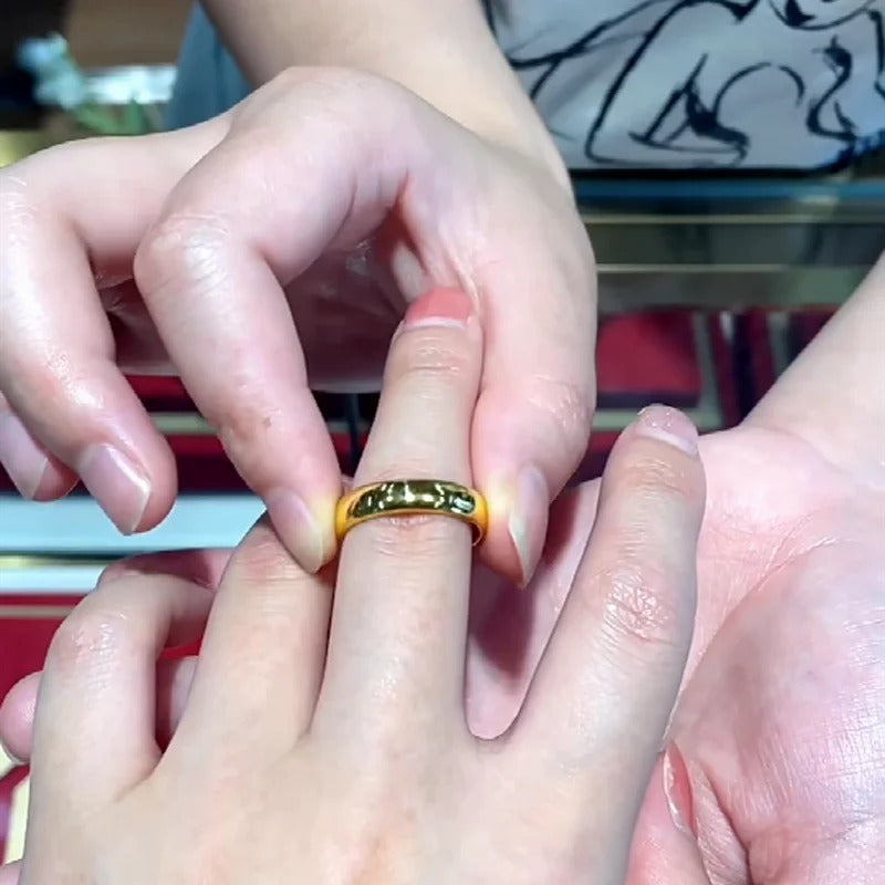 Bague brillante en or Inoxydable, bague de fiançailles classique pour couple