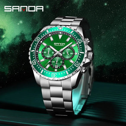 SANDA – montre à Quartz de luxe pour hommes, bracelet en acier