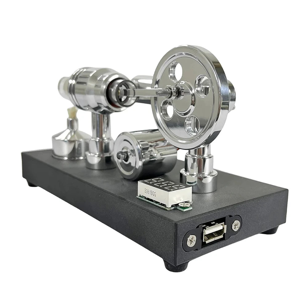 ⚙️Moteur Stirling Nikola avec voltmètre intégré et port USB
