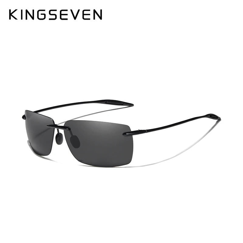 KINGSEVEN — lunettes de soleil carrées polarisées sans bords pour hommes