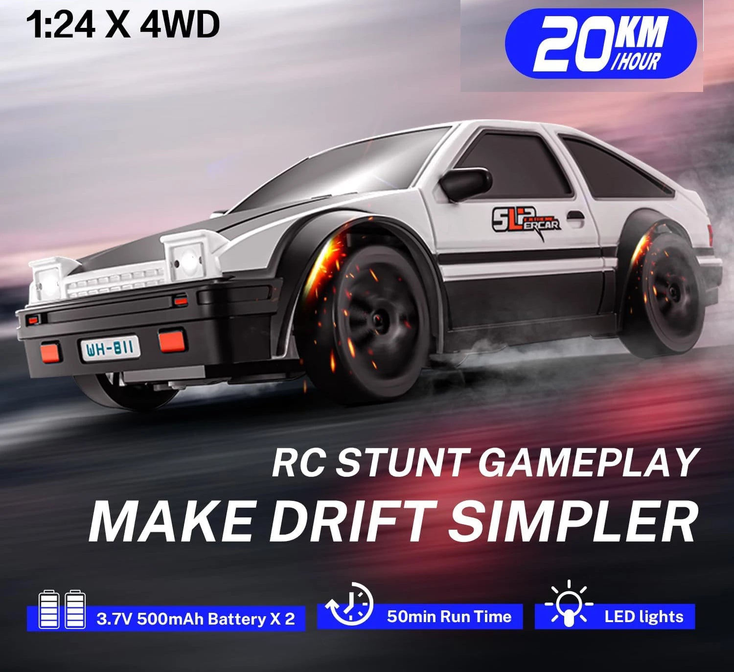 Modèle de voiture AE86, échelle 1:24