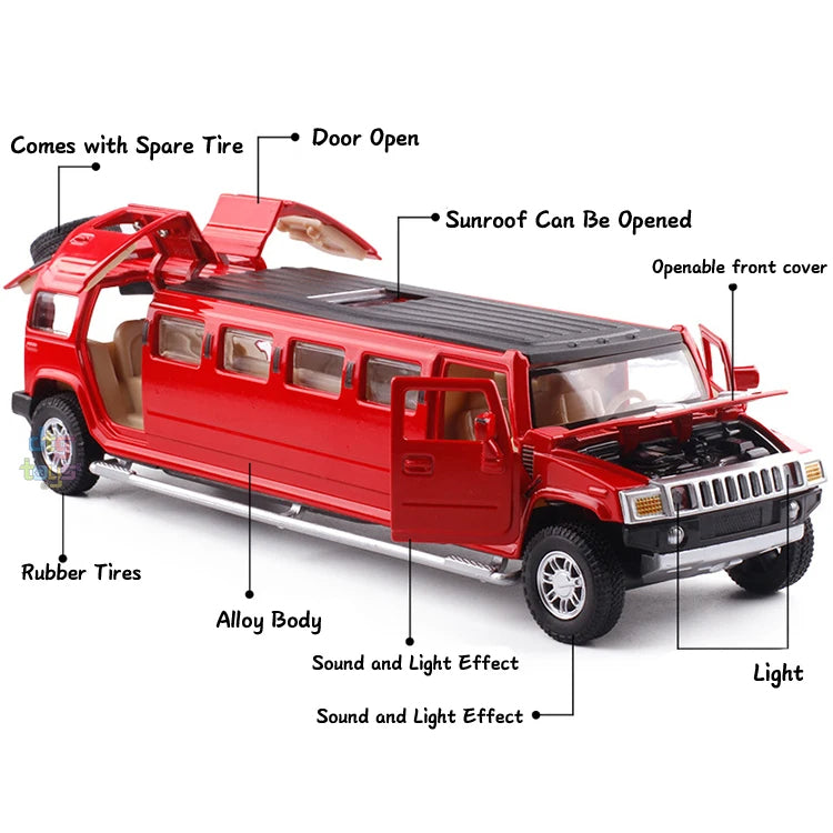 Hummer 1/32 en Métal - Voiture de Police Étendue