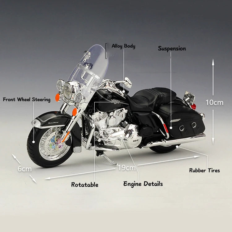 Figurine de Moto Meritor 1:12 Harley Road King - Modèle en Alliage Métallique