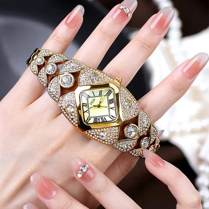 ⌚Montre à quartz rétro pour femme avec strass scintillants ⌚