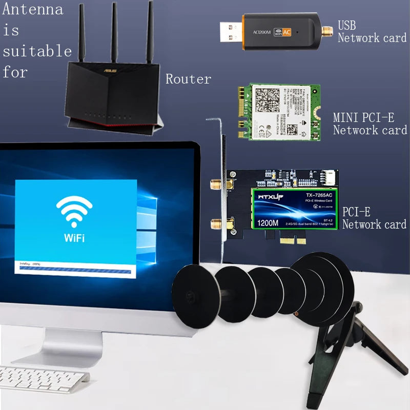 réseau Wi-Fi 12dBi avec antenne Yagi et adaptateur USB Mini PCIE