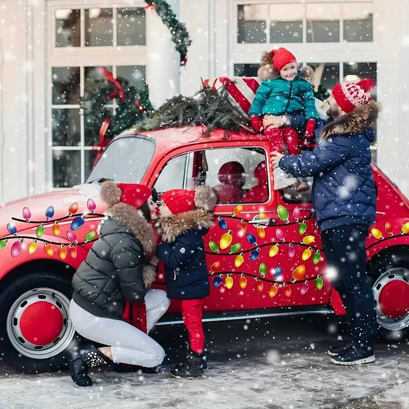 Autocollants d'ampoule de noël, autocollants de voiture ovales en PVC pour la décoration de véhicules