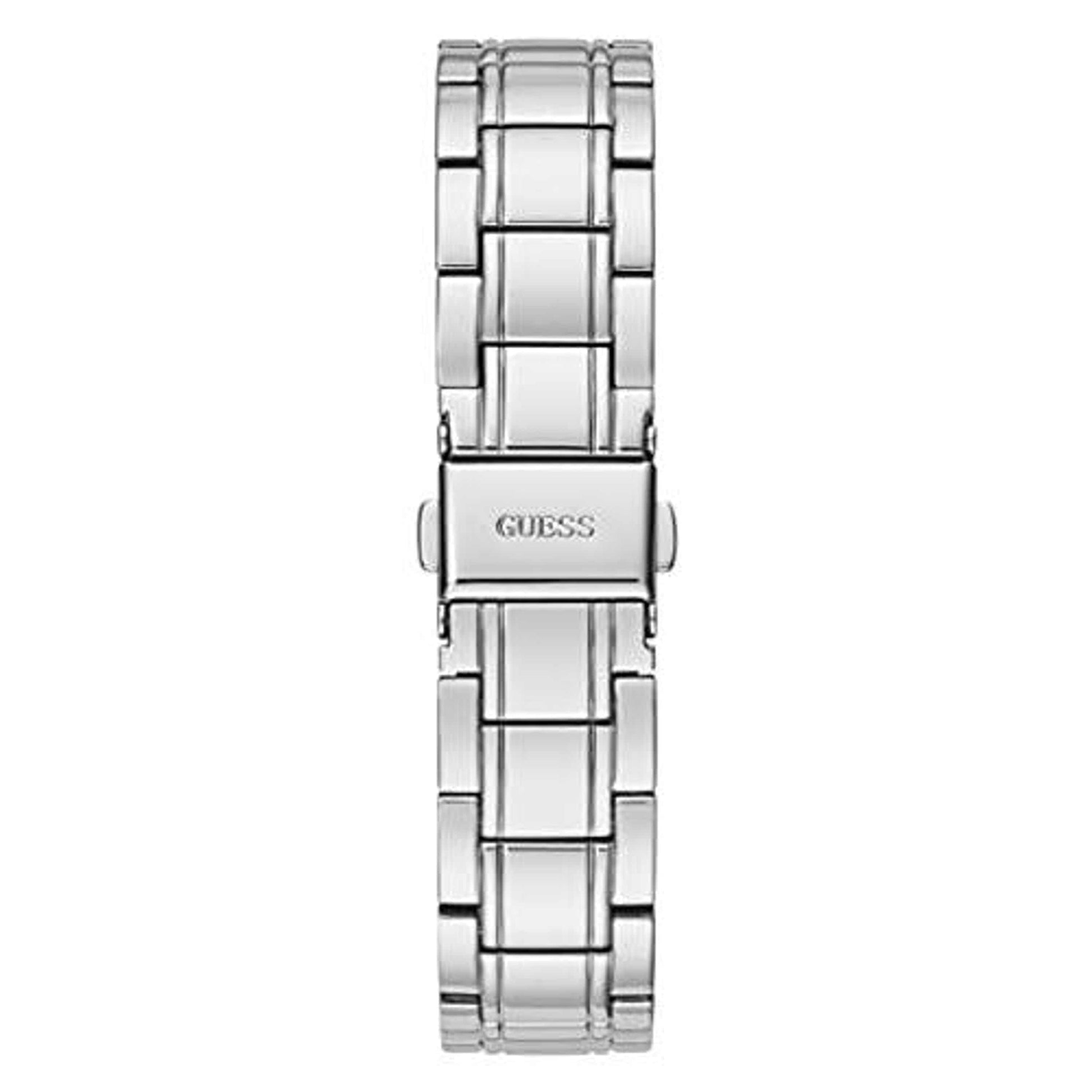 GUESS Montre à quartz pour femme avec bracelet en acier inoxydable, argent