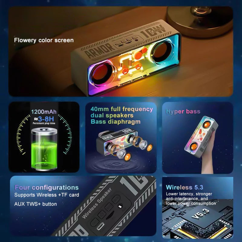 Haut-parleur Bluetooth sans fil Mecha transparent