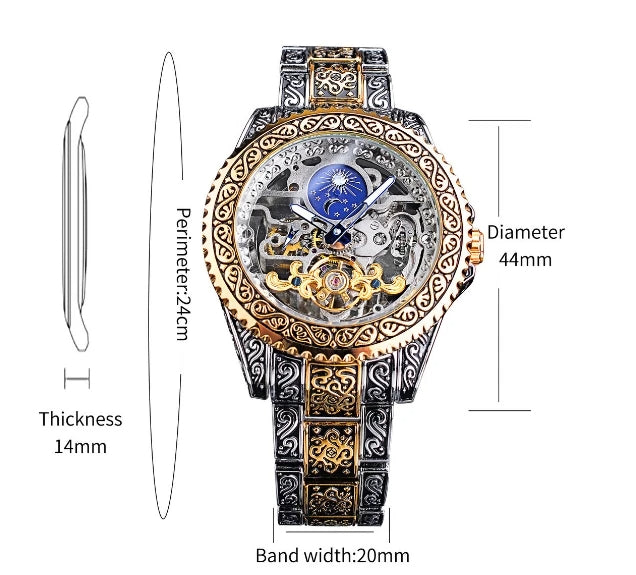 Montre mécanique automatique sculptée rétro évidée pour hommes, montres de haute qualité