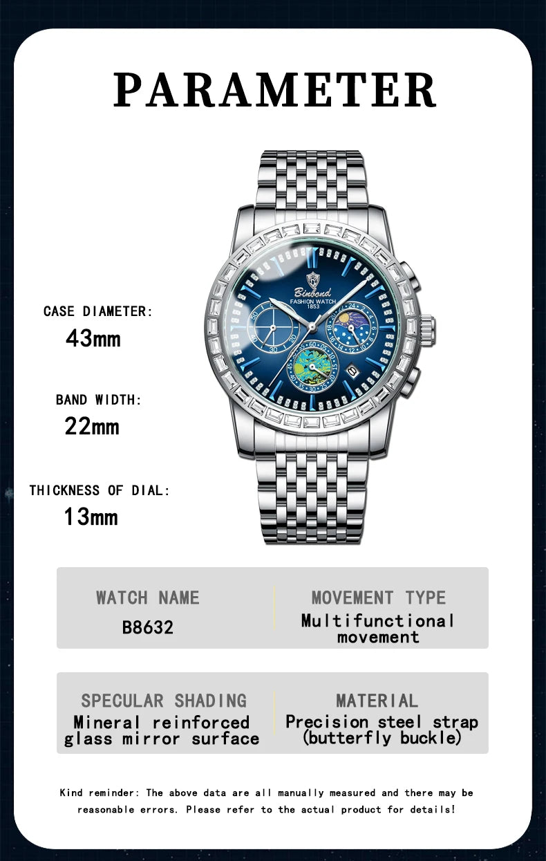 🌟 BINBOND  Montre Élégante et Fonctionnelle au Design Unique 🌟