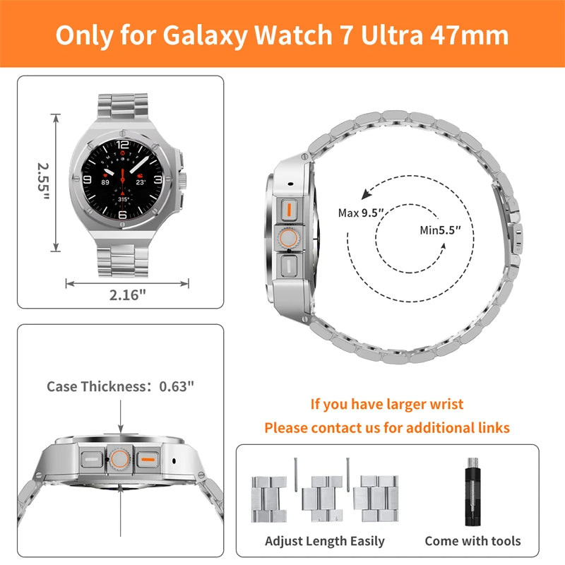 montre intelligente Samsung Galaxy  Ultra 47 mm , bracelet métallique en acier inoxydable