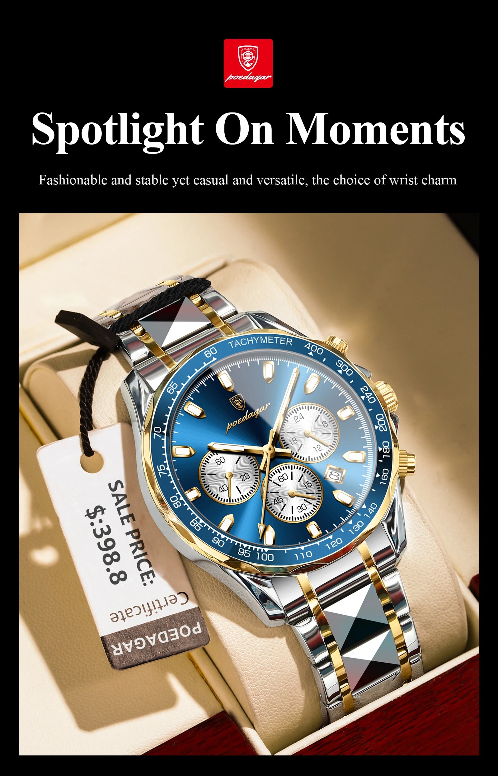 Montre POEDAGAR – Quartz Étanche pour Homme