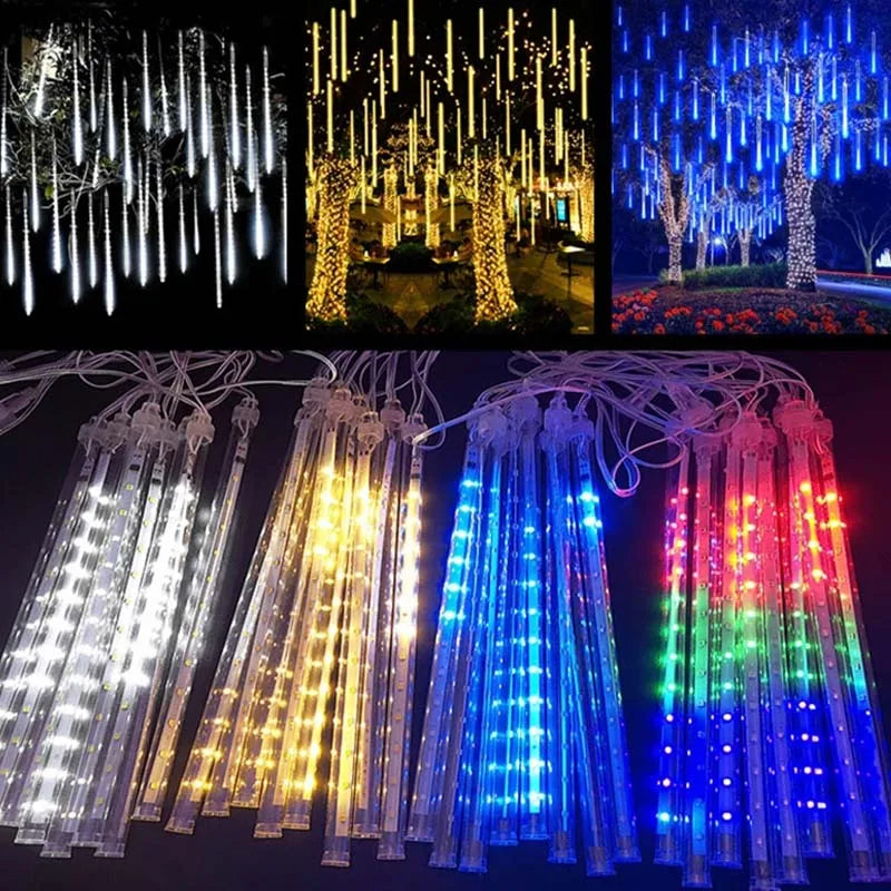 Guirlande lumineuse de pluie de météores, décorations d'ambiance Festive, de noël, de jardin, de rue, de fête du nouvel an