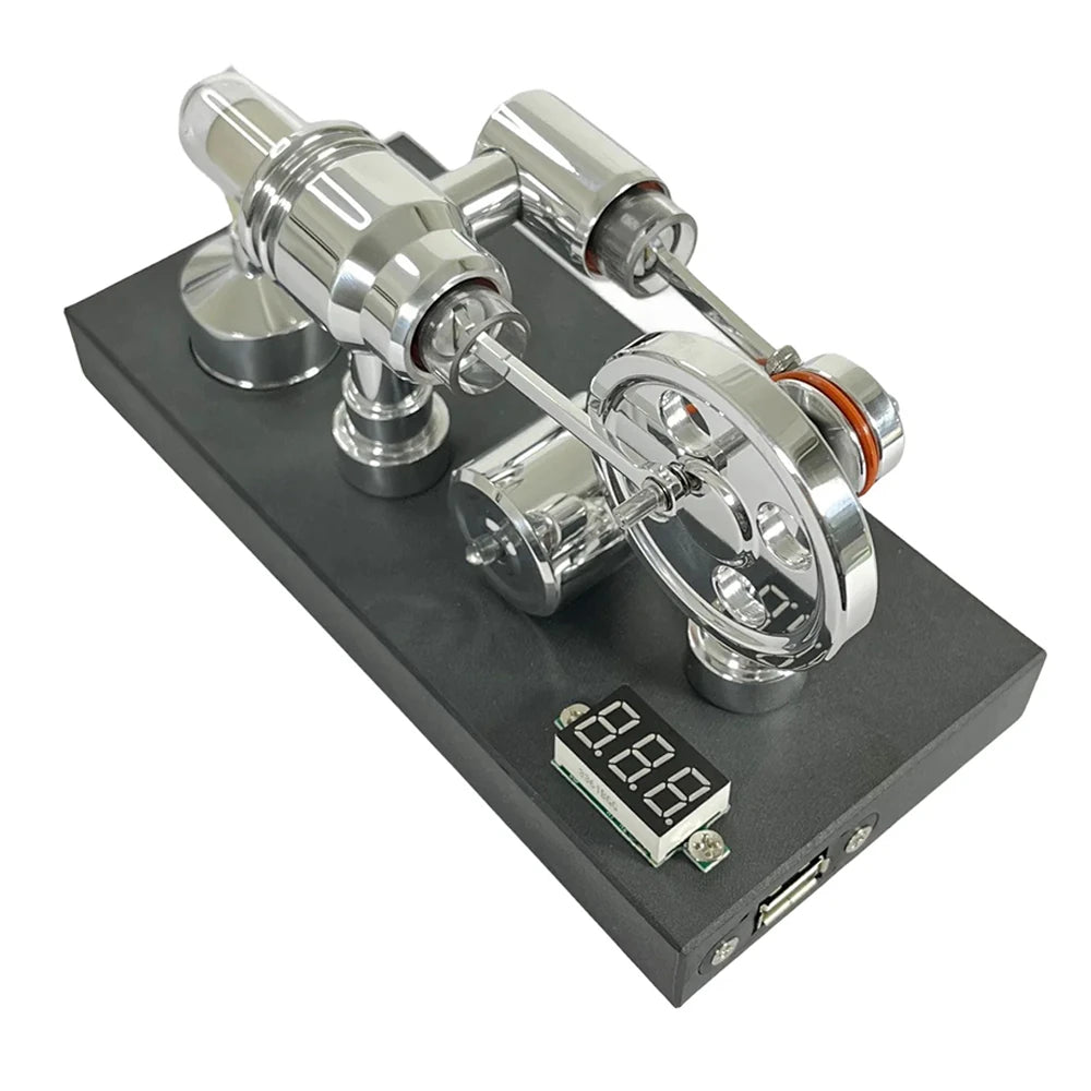 ⚙️Moteur Stirling Nikola avec voltmètre intégré et port USB