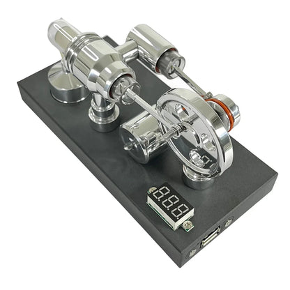 ⚙️Moteur Stirling Nikola avec voltmètre intégré et port USB