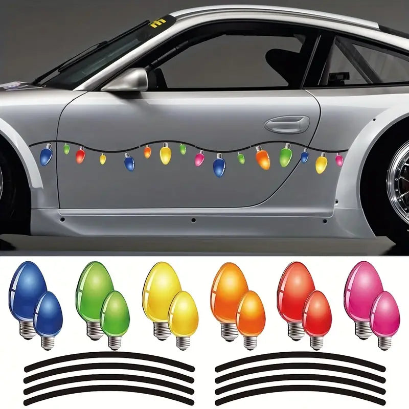 Autocollants d'ampoule de noël, autocollants de voiture ovales en PVC pour la décoration de véhicules