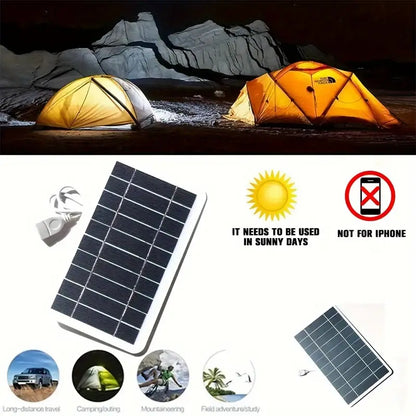 Chargeur Solaire Portable Étanche avec USB - 2W, Charge Sécurisée pour Power Banks & Téléphones