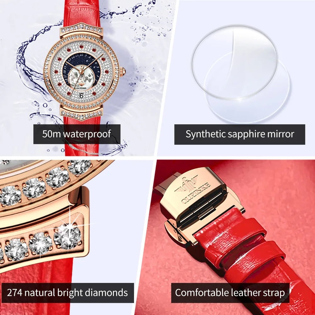 Montre à Quartz Suisse PINKE pour Femme avec un Nouveau Design Étoilé
