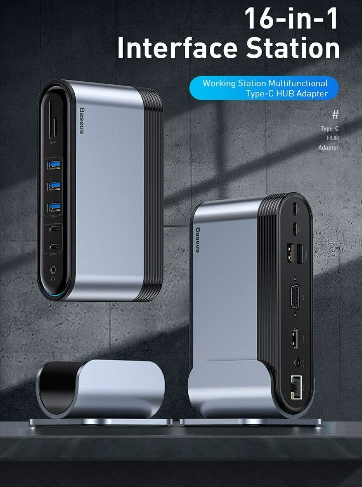 Moyeu baseus poste de travail multifonctionnel type-c adaptateur