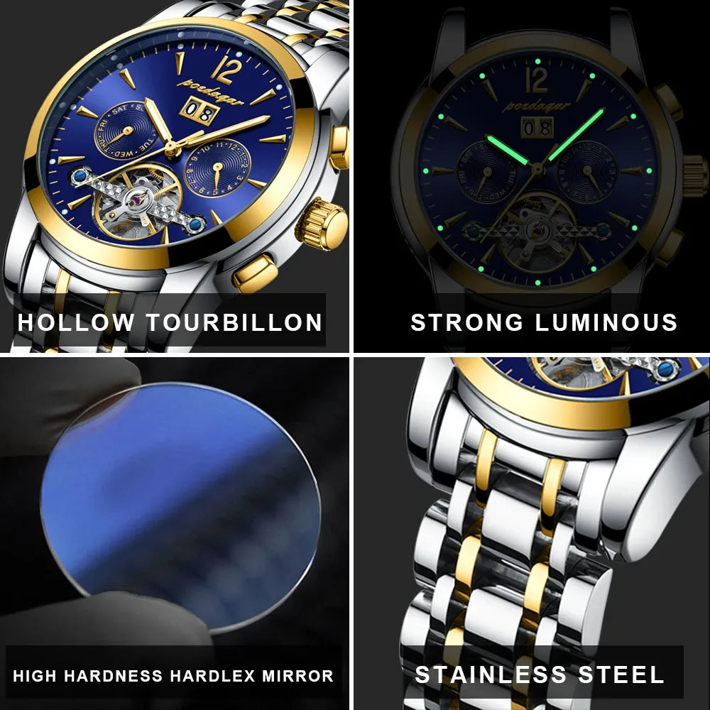 Montre mécanique automatique Poedagar 1406 pour hommes
