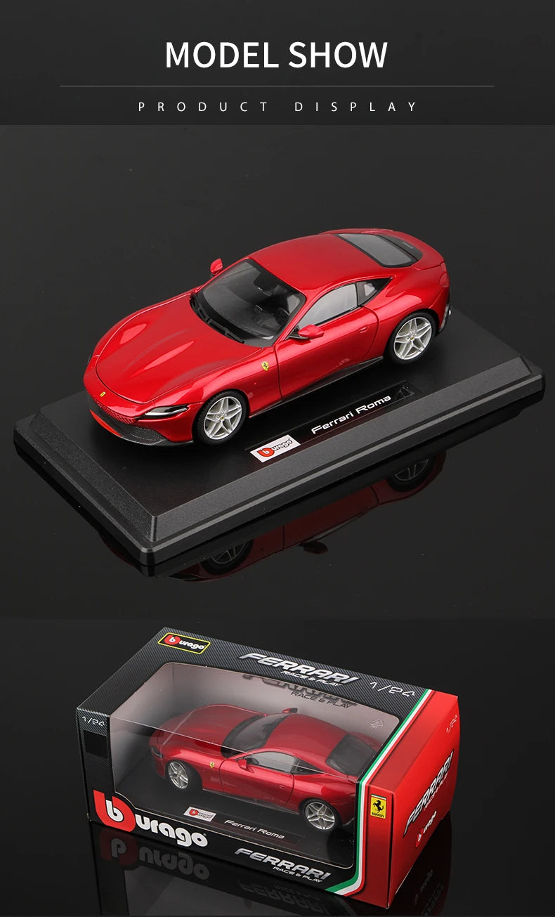 Bburago – Modèle réduit Ferrari Roma en alliage moulé sous pression, échelle 1:24