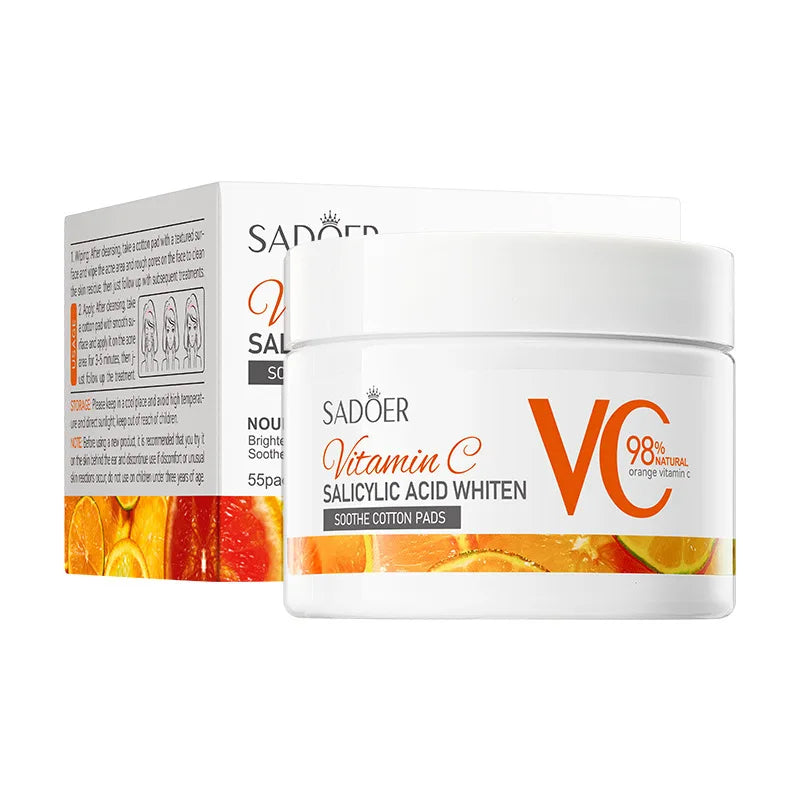 Vitamine C Acide salicylique Tablette de coton blanchissant et apaisant Masque facial hydratant et réparateur
